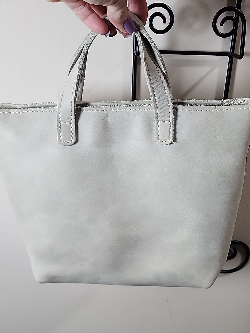 Portland Leather Goods Rare Light Green Satchel Tote Bag Leather Crossbody Purse - Picture 5 of 12